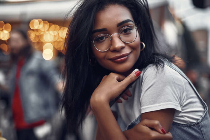 Young woman wearing glasses